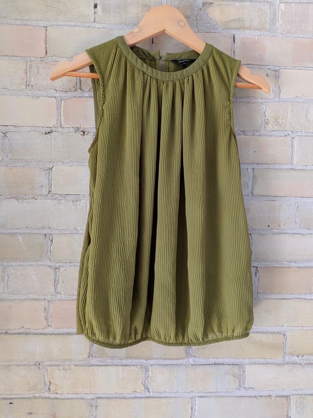 RW&CO. Olive Green Pleated Sleeveless Top